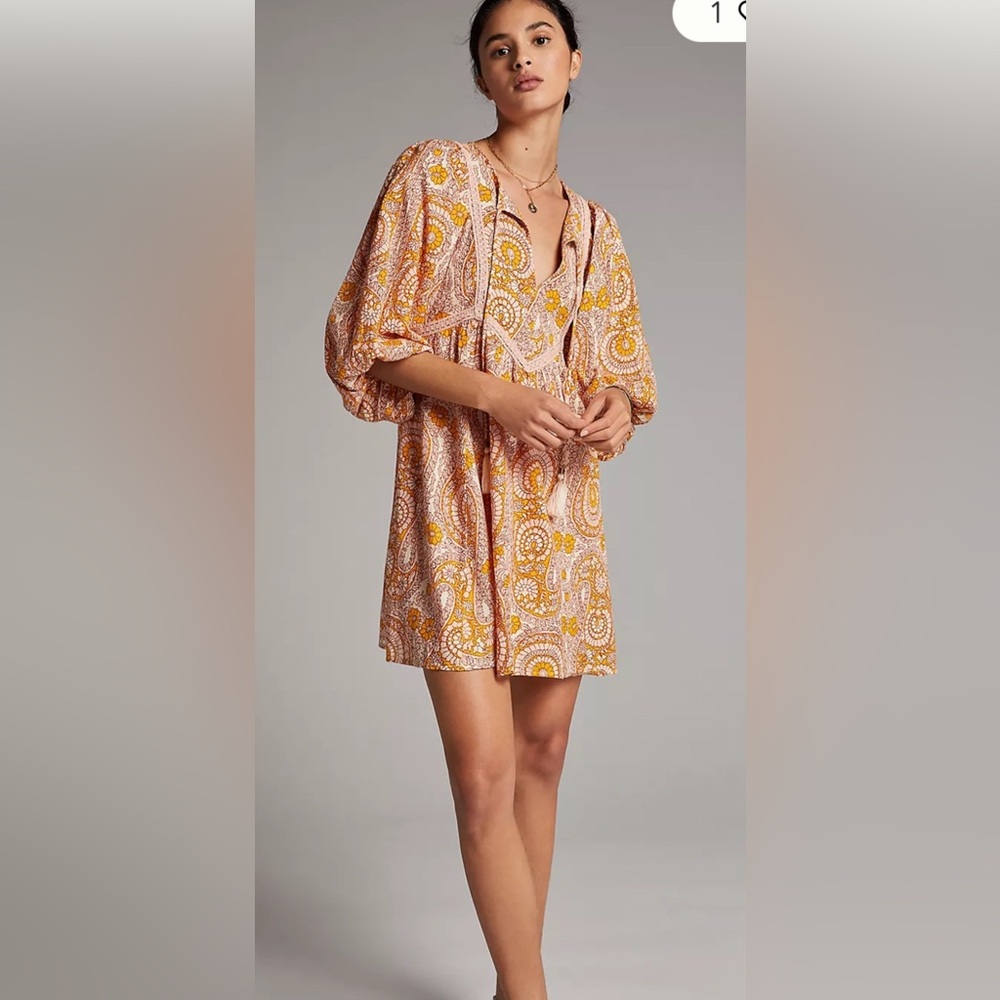 NWT Anthropologie size S Agathe lace mini dress in pink combo